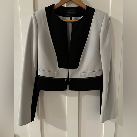 BCBG MAXAZRIA GREY/BLACK SIZE M Short Jacket Fully lined - Picture 1 of 9